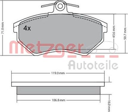 Metzger 1170095 - Əyləc altlığı dəsti, əyləc diski www.furqanavto.az