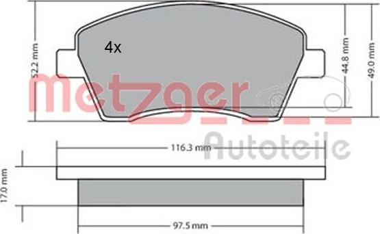 Metzger 1170029 - Əyləc altlığı dəsti, əyləc diski furqanavto.az