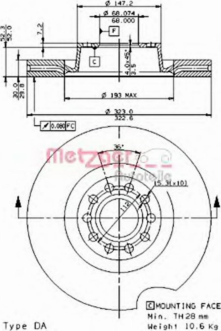 Metzger 24784 V - Əyləc Diski furqanavto.az