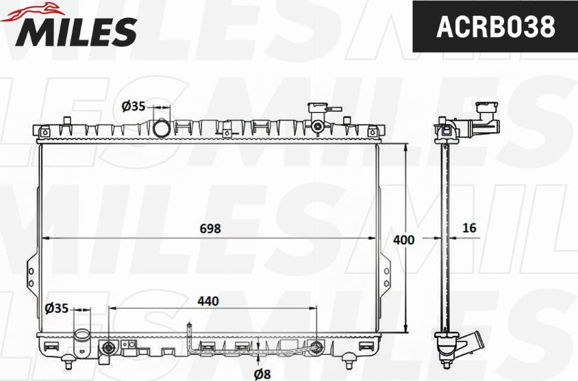 Miles ACRB038 - Radiator, mühərrikin soyudulması furqanavto.az