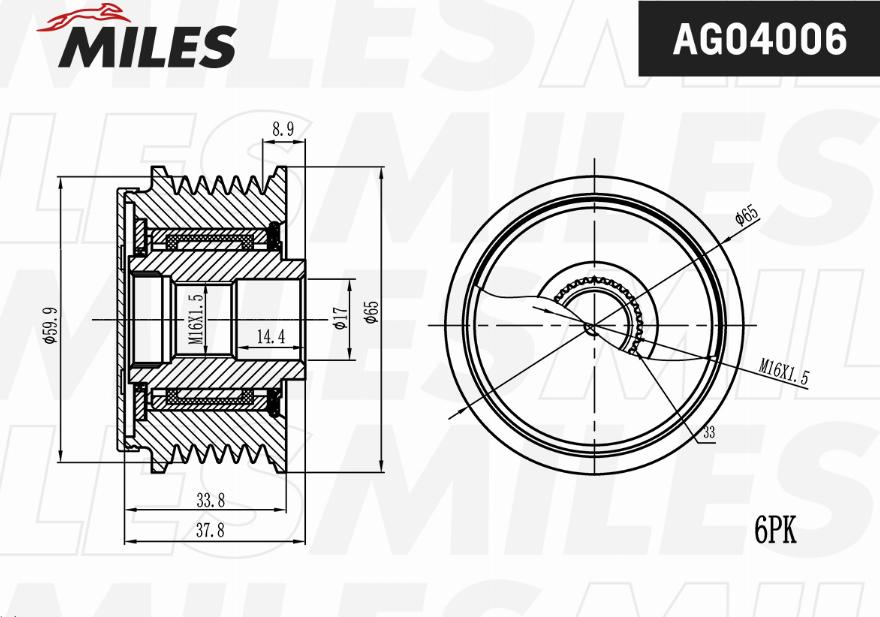 Miles AG04006 - Kasnak, alternator, sərbəst dönərli mufta furqanavto.az