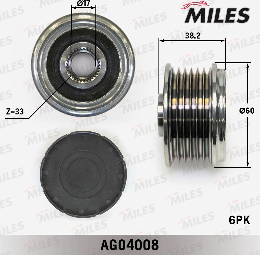 Miles AG04008 - Kasnak, alternator, sərbəst dönərli mufta furqanavto.az