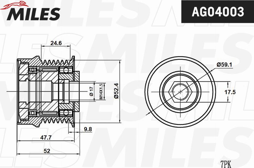 Miles AG04003 - Kasnak, alternator, sərbəst dönərli mufta furqanavto.az