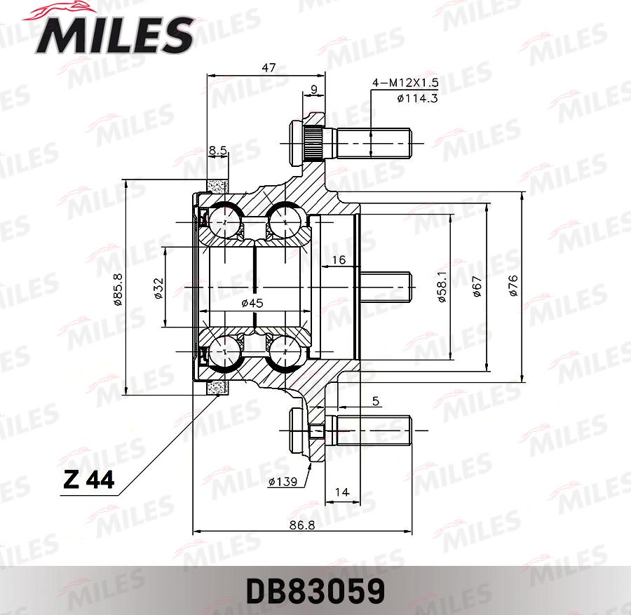 Miles DB83059 - Təkər qovşağı, podşipnik dəsti furqanavto.az