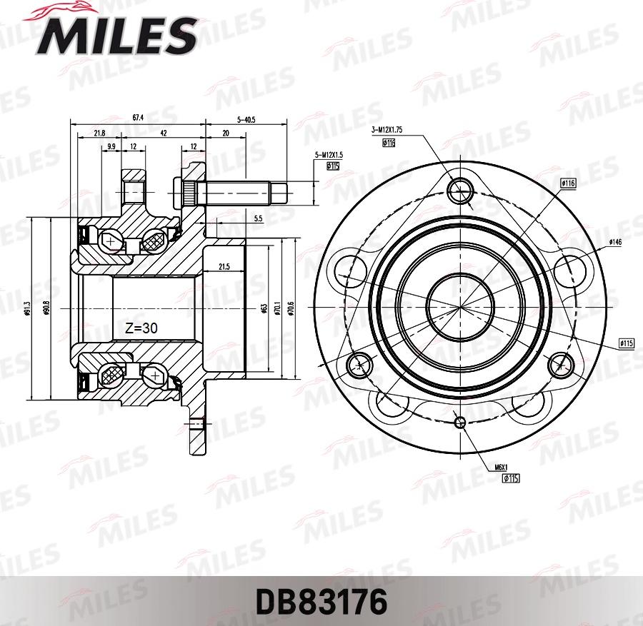 Miles DB83176 - Təkər qovşağı, podşipnik dəsti furqanavto.az