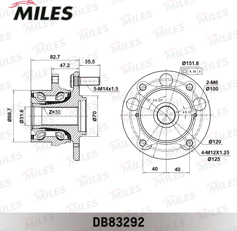 Miles DB83292 - Təkər qovşağı, podşipnik dəsti furqanavto.az