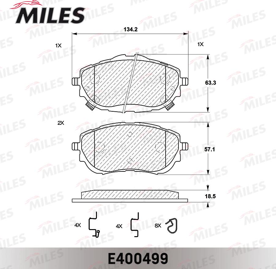 Miles E400499 - Əyləc altlığı dəsti, əyləc diski furqanavto.az