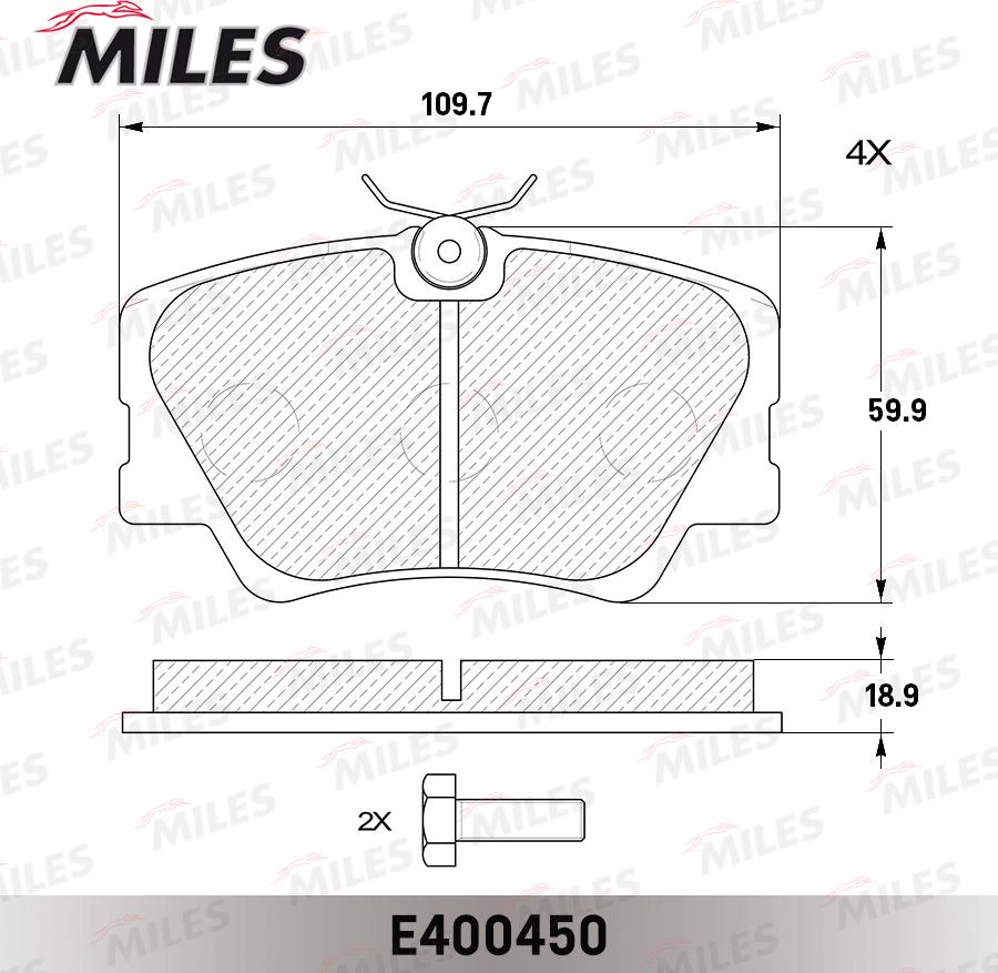 Miles E400450 - Əyləc altlığı dəsti, əyləc diski furqanavto.az