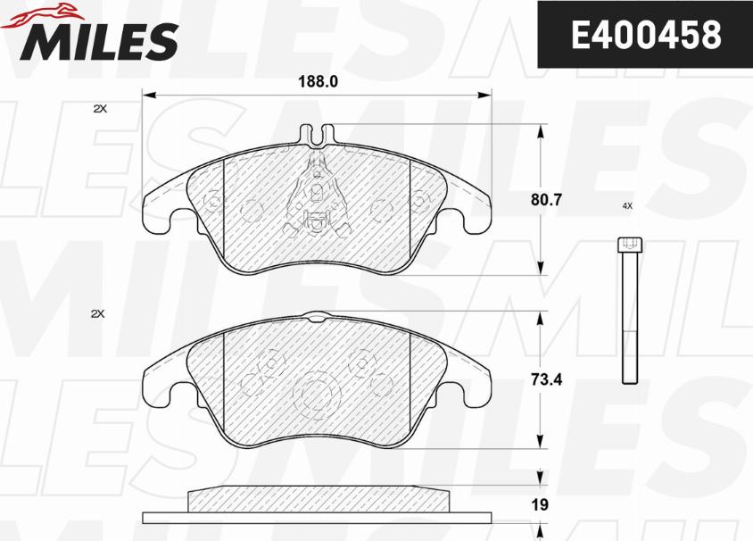 Miles E400458 - Əyləc altlığı dəsti, əyləc diski furqanavto.az