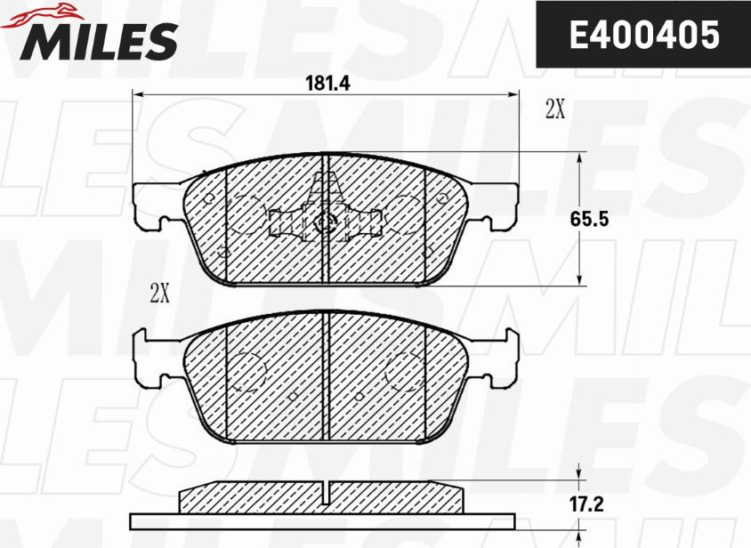 Miles E400405 - Əyləc altlığı dəsti, əyləc diski furqanavto.az