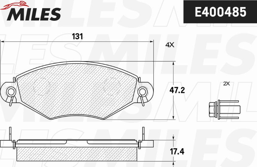 Miles E400485 - Əyləc altlığı dəsti, əyləc diski furqanavto.az