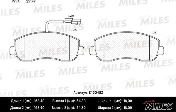 Miles E400482 - Əyləc altlığı dəsti, əyləc diski furqanavto.az