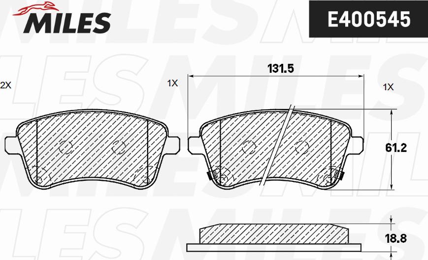 Miles E400545 - Əyləc altlığı dəsti, əyləc diski furqanavto.az