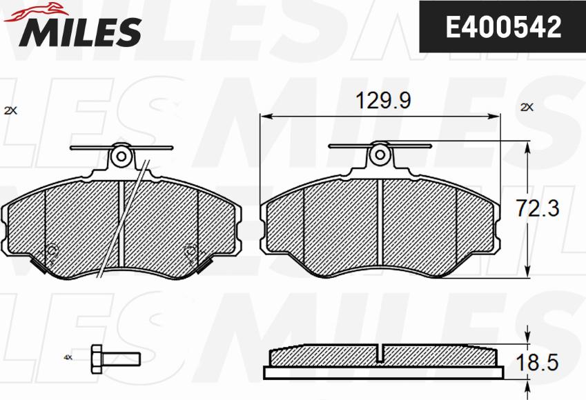 Miles E400542 - Əyləc altlığı dəsti, əyləc diski furqanavto.az