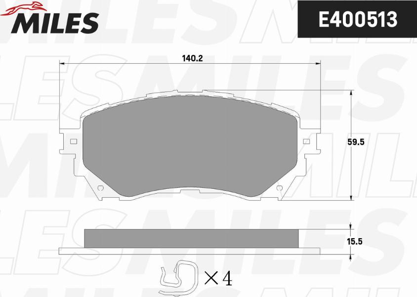 Miles E400513 - Əyləc altlığı dəsti, əyləc diski furqanavto.az