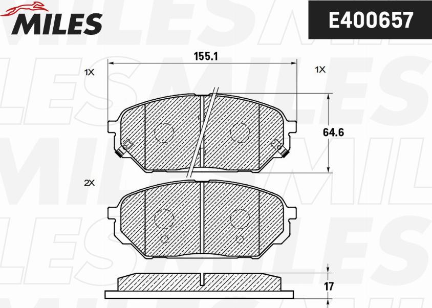 Miles E400657 - Əyləc altlığı dəsti, əyləc diski furqanavto.az