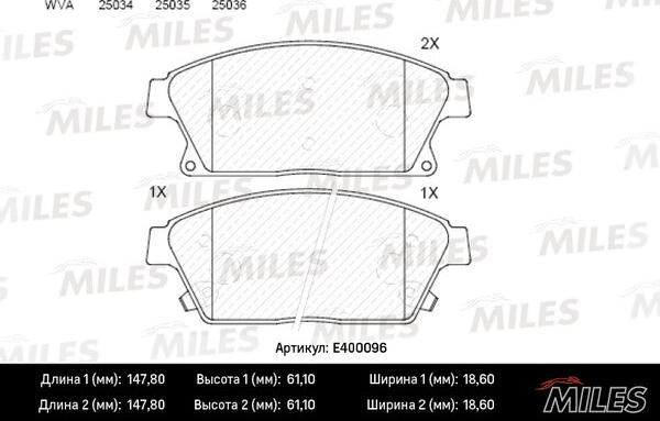 Miles E400096 - Əyləc altlığı dəsti, əyləc diski furqanavto.az