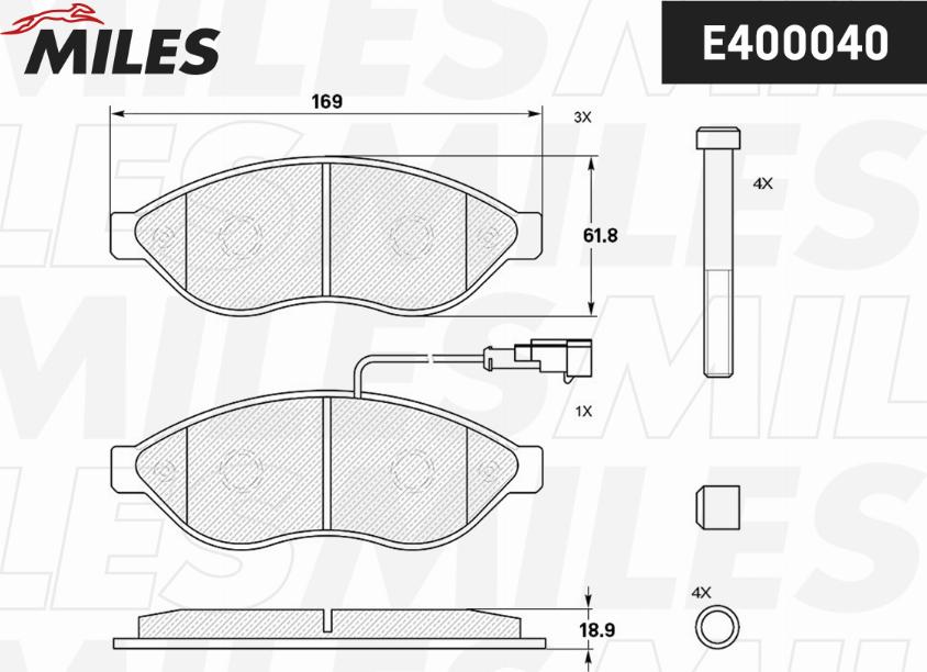 Miles E400040 - Əyləc altlığı dəsti, əyləc diski furqanavto.az