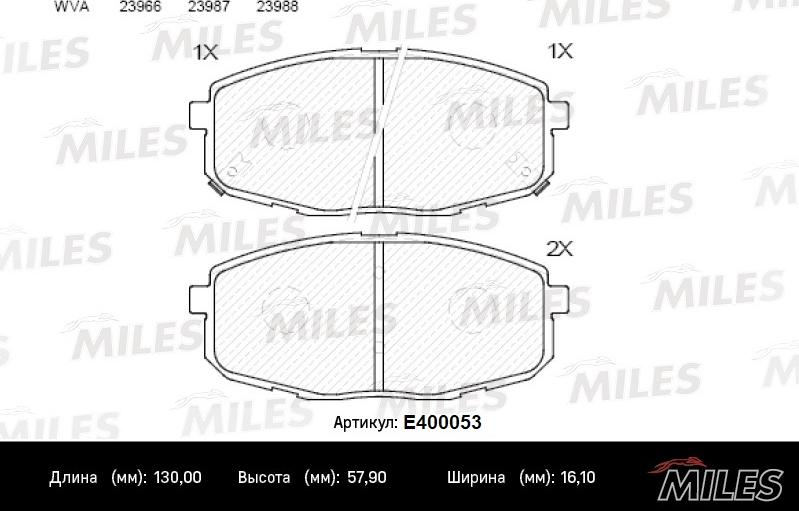 Miles E400053 - Əyləc altlığı dəsti, əyləc diski furqanavto.az