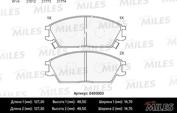 Miles E400003 - Əyləc altlığı dəsti, əyləc diski furqanavto.az