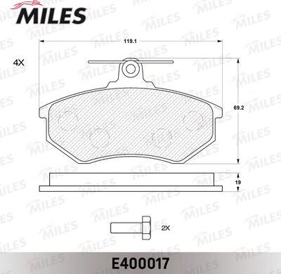 Miles E400017 - Əyləc altlığı dəsti, əyləc diski furqanavto.az