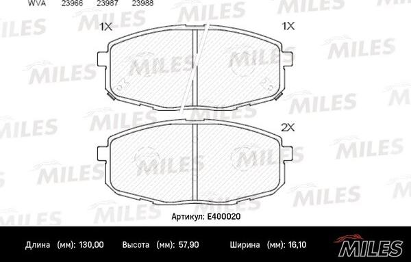 Miles E400020 - Əyləc altlığı dəsti, əyləc diski furqanavto.az