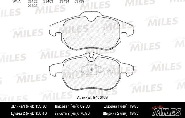 Miles E400169 - Əyləc altlığı dəsti, əyləc diski furqanavto.az