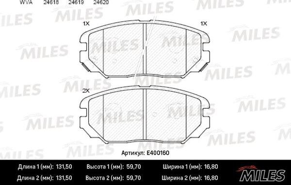 Miles E400160 - Əyləc altlığı dəsti, əyləc diski furqanavto.az