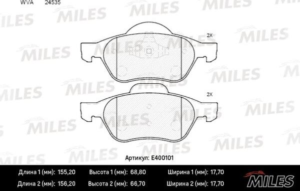 Miles E400101 - Əyləc altlığı dəsti, əyləc diski furqanavto.az