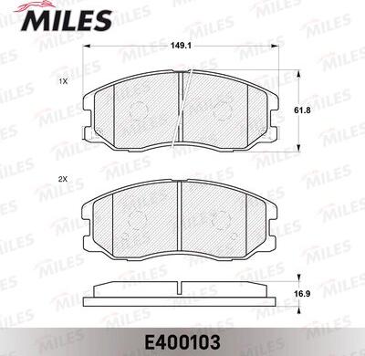 Miles E400103 - Əyləc altlığı dəsti, əyləc diski furqanavto.az