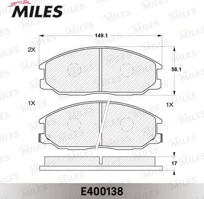 Miles E400138 - Əyləc altlığı dəsti, əyləc diski furqanavto.az