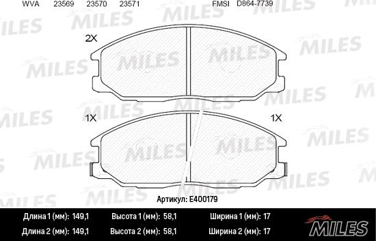 Miles E400179 - Əyləc altlığı dəsti, əyləc diski furqanavto.az