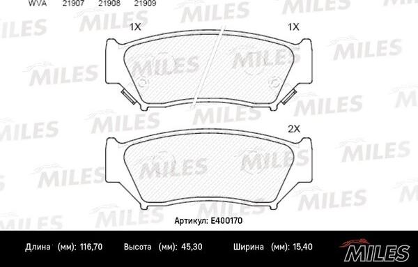 Miles E400170 - Əyləc altlığı dəsti, əyləc diski furqanavto.az
