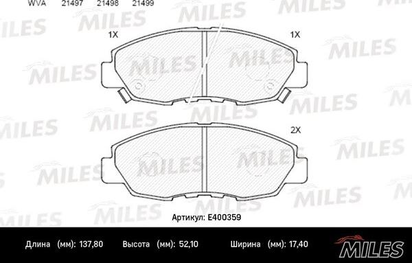 Miles E400359 - Əyləc altlığı dəsti, əyləc diski furqanavto.az