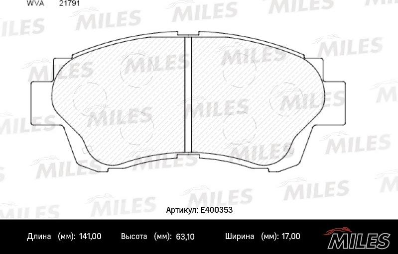 Miles E400353 - Əyləc altlığı dəsti, əyləc diski furqanavto.az