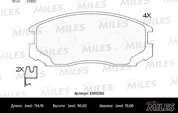 Miles E400362 - Əyləc altlığı dəsti, əyləc diski furqanavto.az