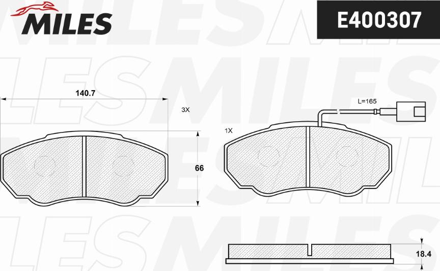 Miles E400307 - Əyləc altlığı dəsti, əyləc diski furqanavto.az