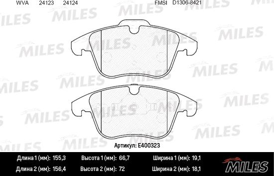 Miles E400323 - Əyləc altlığı dəsti, əyləc diski furqanavto.az