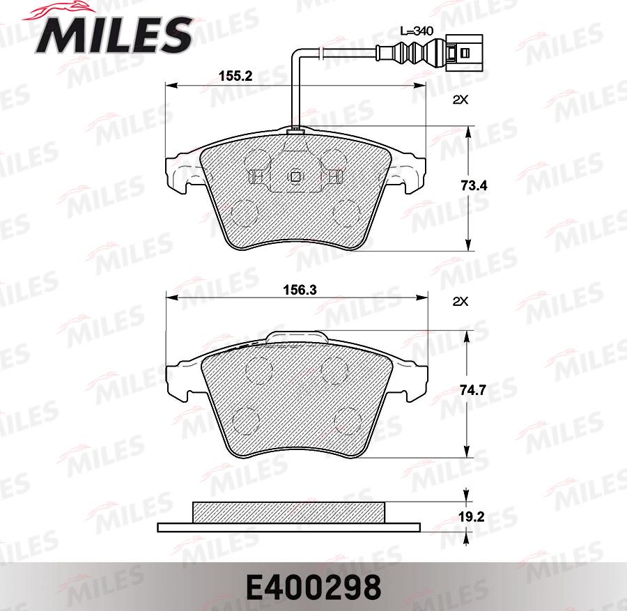 Miles E400298 - Əyləc altlığı dəsti, əyləc diski furqanavto.az