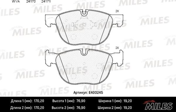 Miles E400245 - Əyləc altlığı dəsti, əyləc diski furqanavto.az