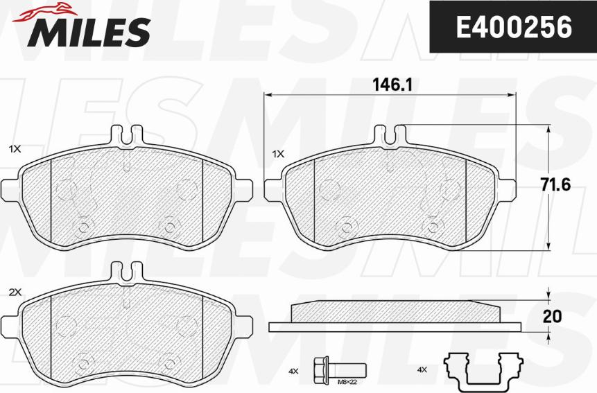 Miles E400256 - Əyləc altlığı dəsti, əyləc diski furqanavto.az