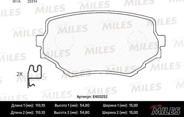 Miles E400252 - Əyləc altlığı dəsti, əyləc diski furqanavto.az