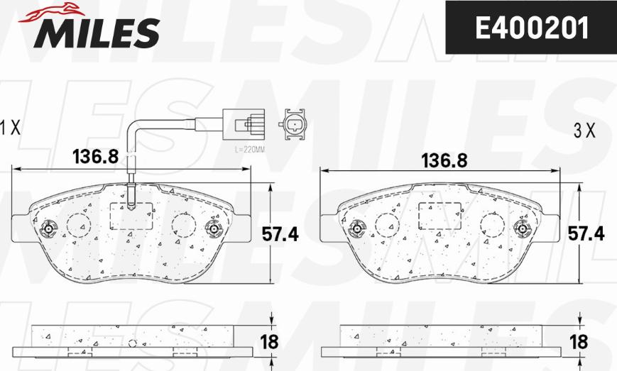 Miles E400201 - Əyləc altlığı dəsti, əyləc diski furqanavto.az