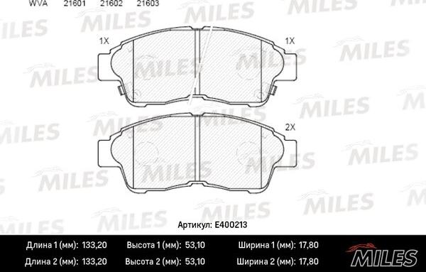 Miles E400213 - Əyləc altlığı dəsti, əyləc diski furqanavto.az