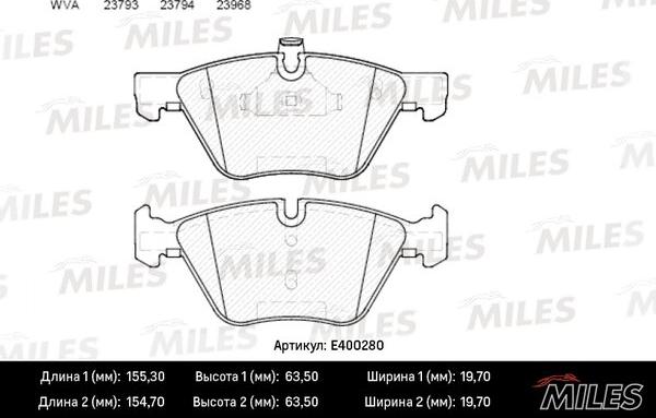 Miles E400280 - Əyləc altlığı dəsti, əyləc diski furqanavto.az