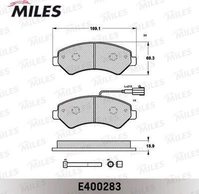 Miles E400283 - Əyləc altlığı dəsti, əyləc diski furqanavto.az