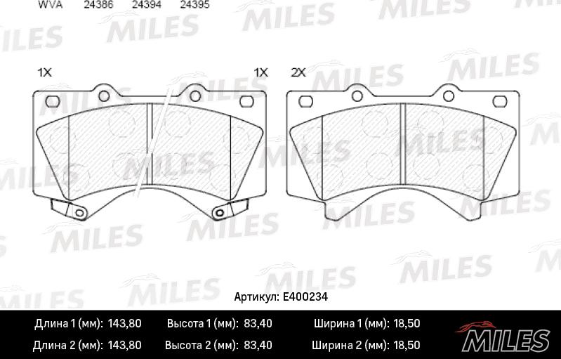 Miles E400234 - Əyləc altlığı dəsti, əyləc diski furqanavto.az