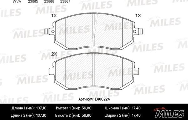Miles E400224 - Əyləc altlığı dəsti, əyləc diski furqanavto.az