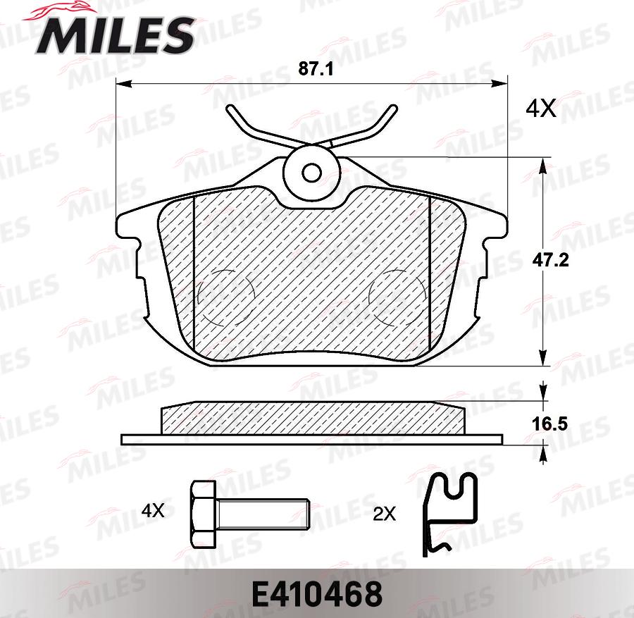 Miles E410468 - Əyləc altlığı dəsti, əyləc diski furqanavto.az