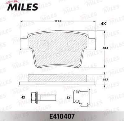 Miles E410407 - Əyləc altlığı dəsti, əyləc diski furqanavto.az